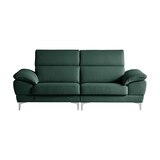 다우닝 마티에 헤드레스트 전체 천연가죽 소파 3인 - 딥그린