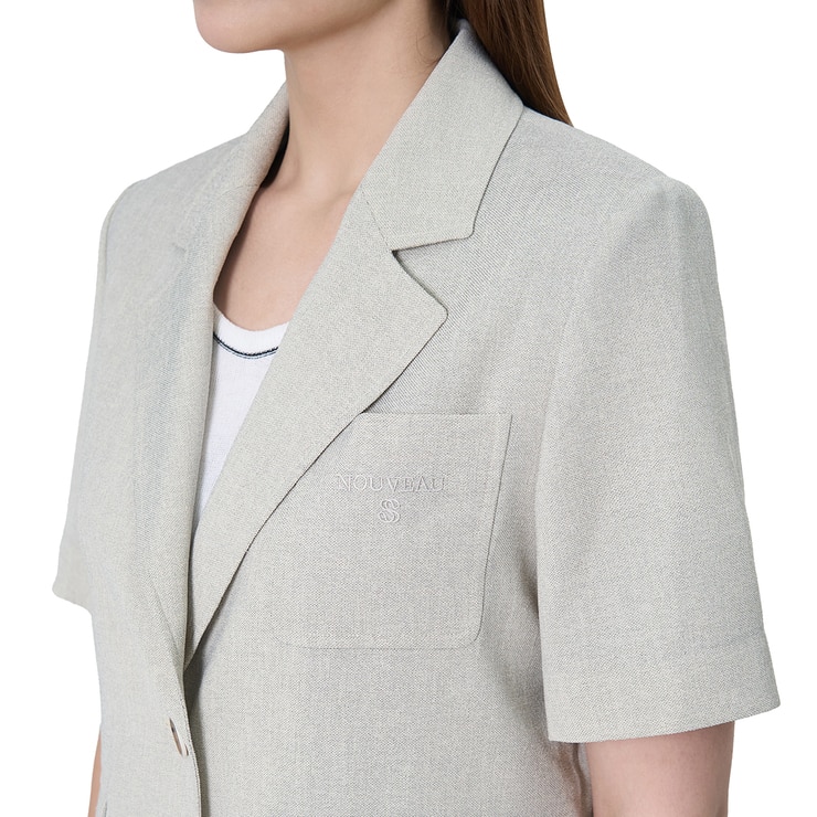 SOUP 여성 반소매 투버튼 재킷 - 라이트 베이지, M