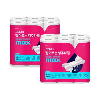 크리넥스 빨아쓰는 핑크행주타월 45매 x 6롤 x 2팩
