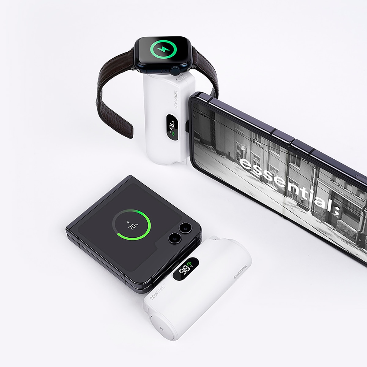 스마텍 도킹형 보조배터리 5000mAh x 2 - TYPE C 1개 + 라이트닝 1개