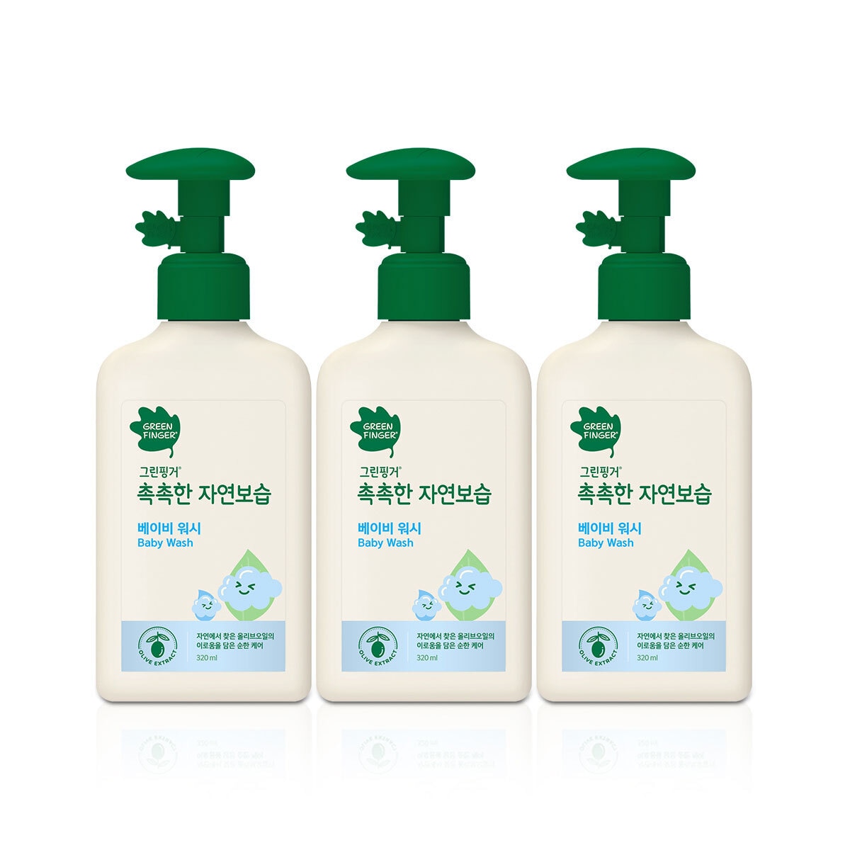 그린핑거 촉촉한 자연보습 베이비 워시 320ml x 3 - 베이비워시