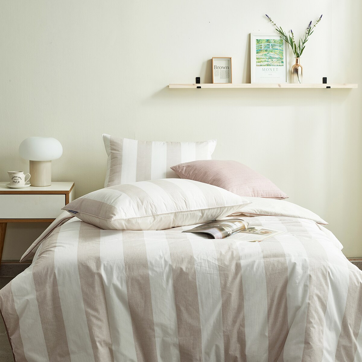 April At Home 60수 고밀도면 차렵이불 베개세트-싱글, 베이지 April At Home 60수 고밀도면 차렵이불 베개세트-싱글, 베이지