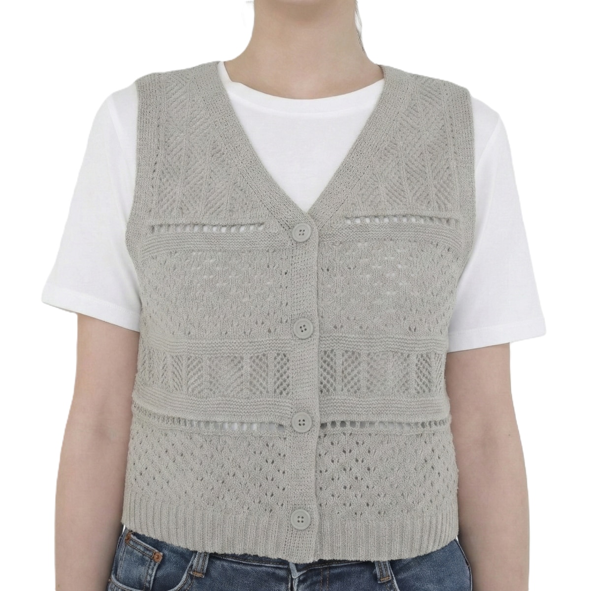 베네뜨 여성 크로셰 니트 베스트