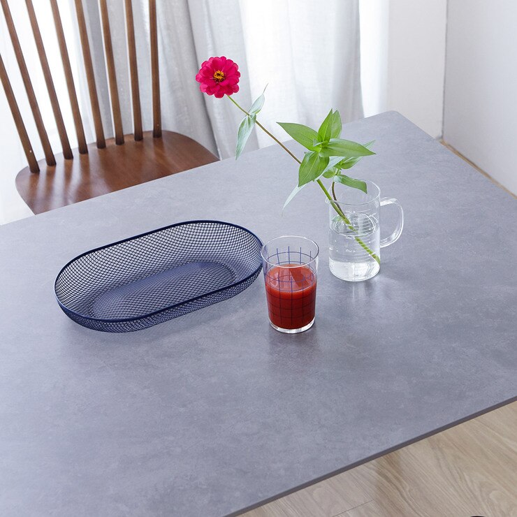 리비니아 TOTO 포세린 세라믹 4인 식탁세트 - 월넛(의자) + 그레이(세라믹 상판),