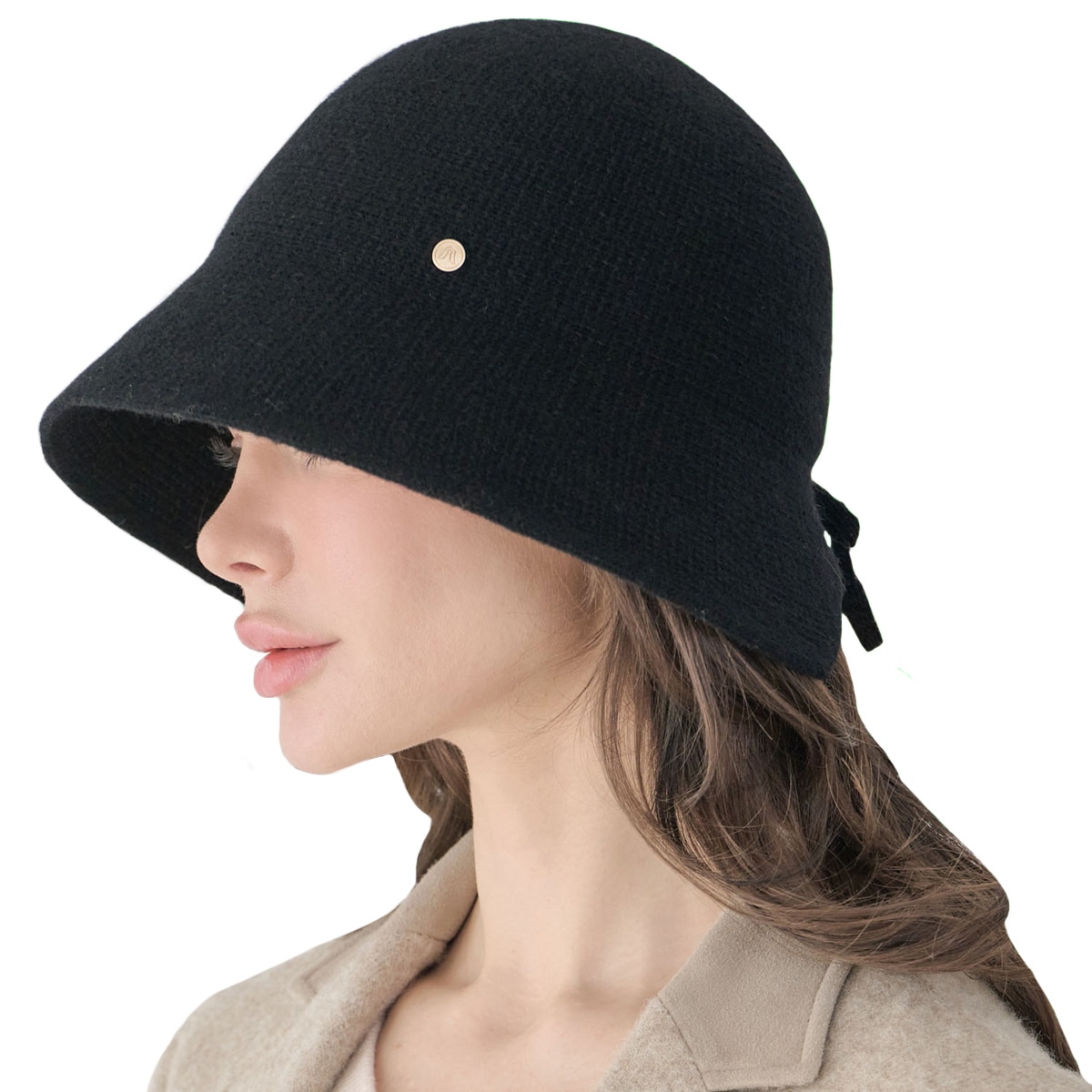 안드레아 바나 여성 울모자 - 블랙