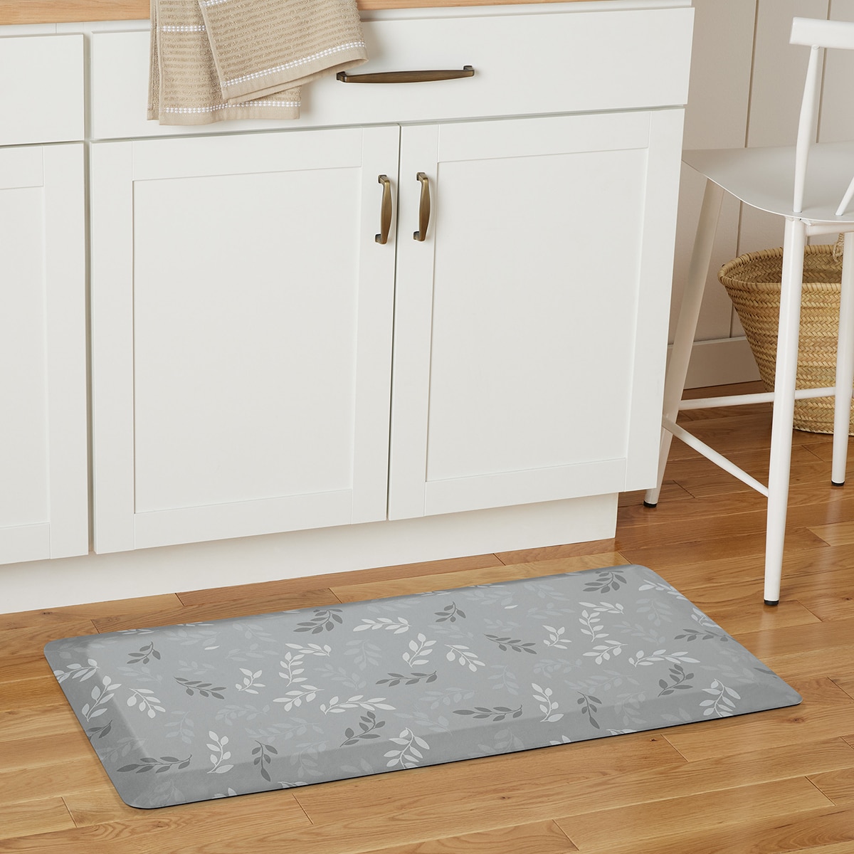 Town & Country 컴포트 겔 주방 매트 50x106cm - 그레이 (리프)