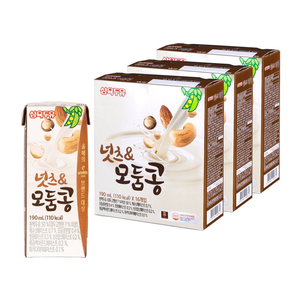 삼육두유 넛츠 & 모둠콩 두유 190ml x 16 x 3