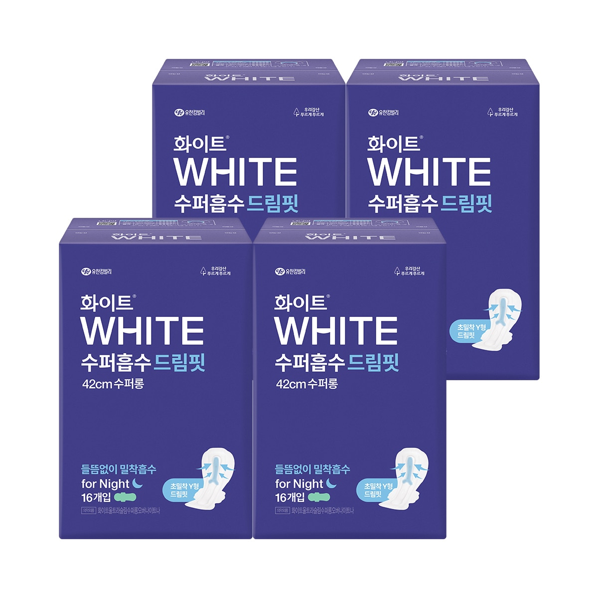 화이트 수퍼흡수 드림가드 / 드림핏 수퍼롱 16 x 4