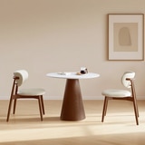 코아 원형 세라믹 식탁 세트 - 월넛
