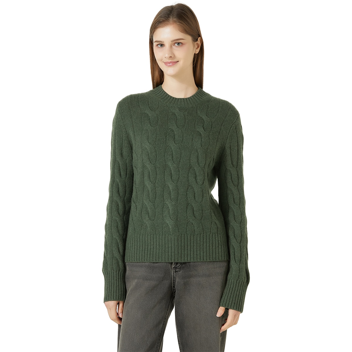 리디아 바인 여성 울 캐시미어 케이블 스웨터