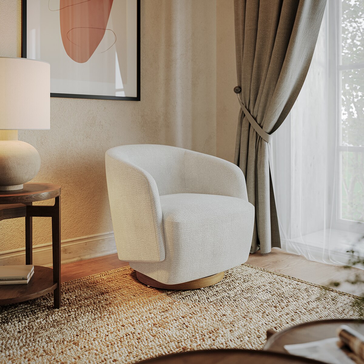 헨레던 부클레 회전 의자 - 크림