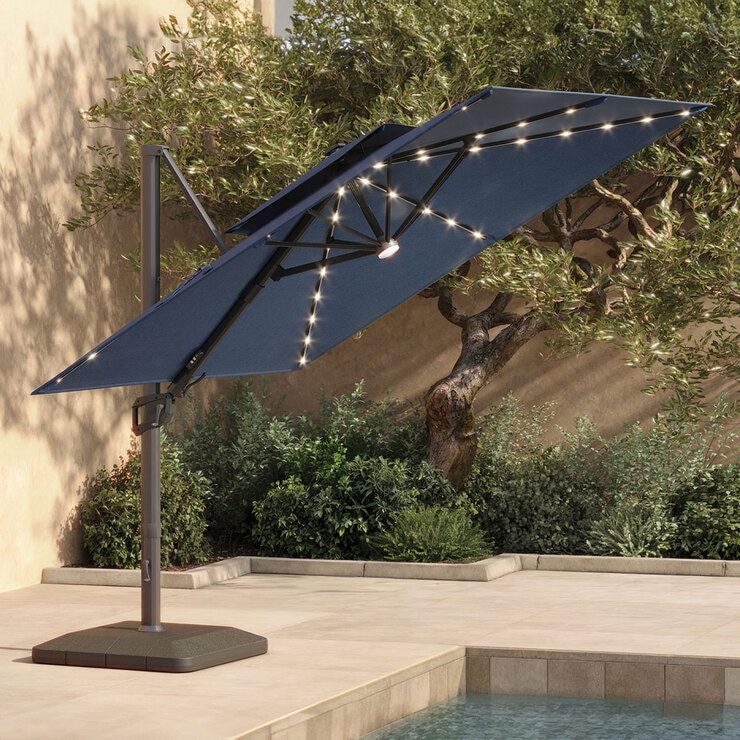 ATLeisure Cantilever Umbrella w/LED Lights, Indigo 1807248