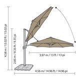 앳레저 LED 캔틸레버 우산 지름 3.97m,베이지