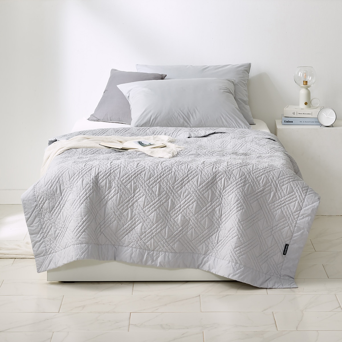 박홍근홈패션 워싱면 양모 스프레드 - 싱글, 그레이