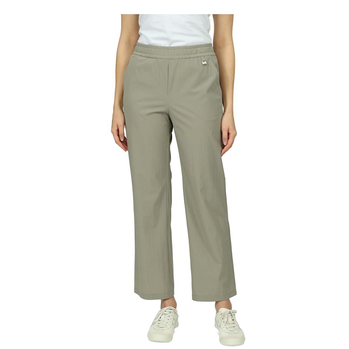 안지크 여성 와이드 밴딩 팬츠 - 카키 안지크 여성 와이드 밴딩 팬츠 - 카키