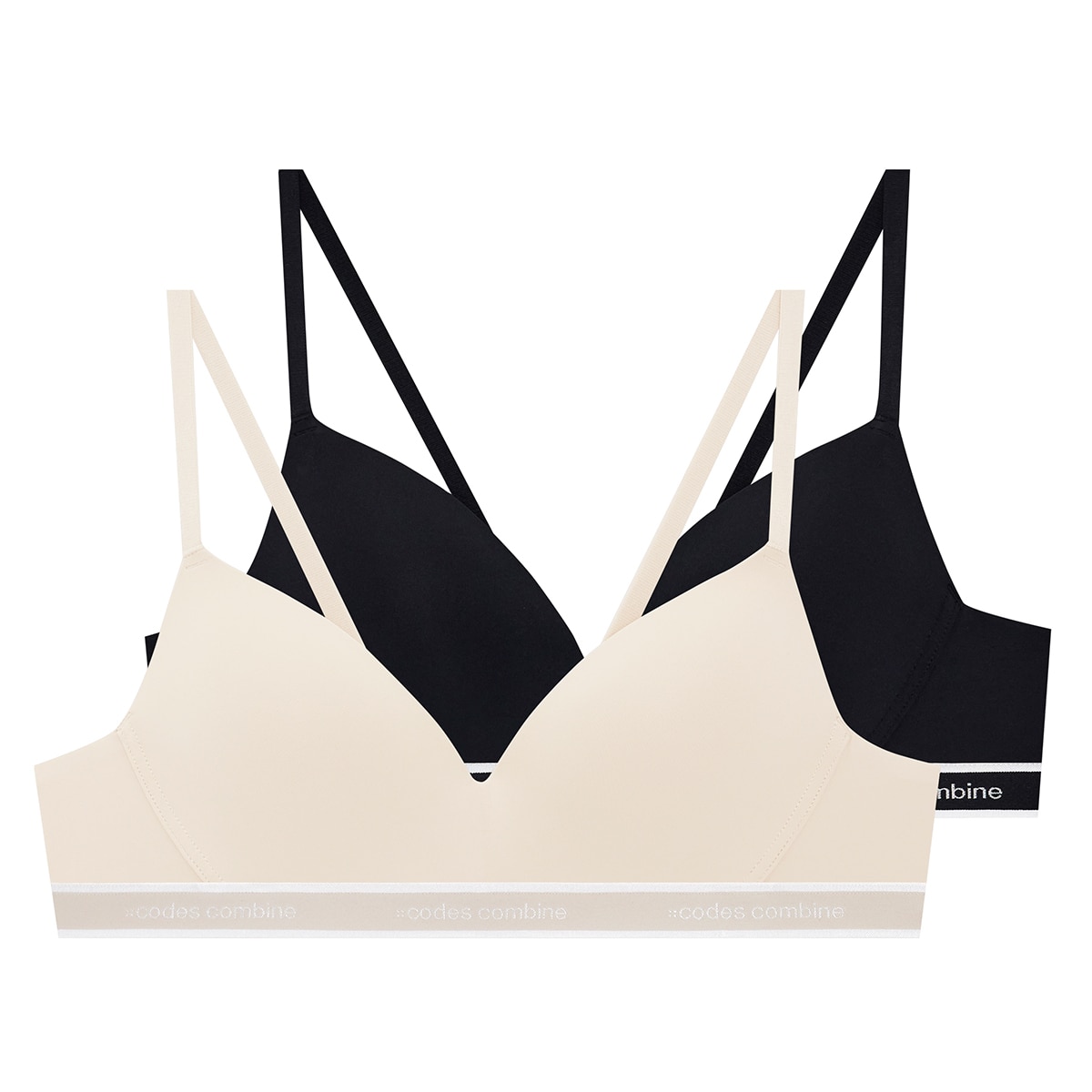 코데즈 컴바인 노와이어 브라 2매 - 라이트베이지/블랙, S(90)