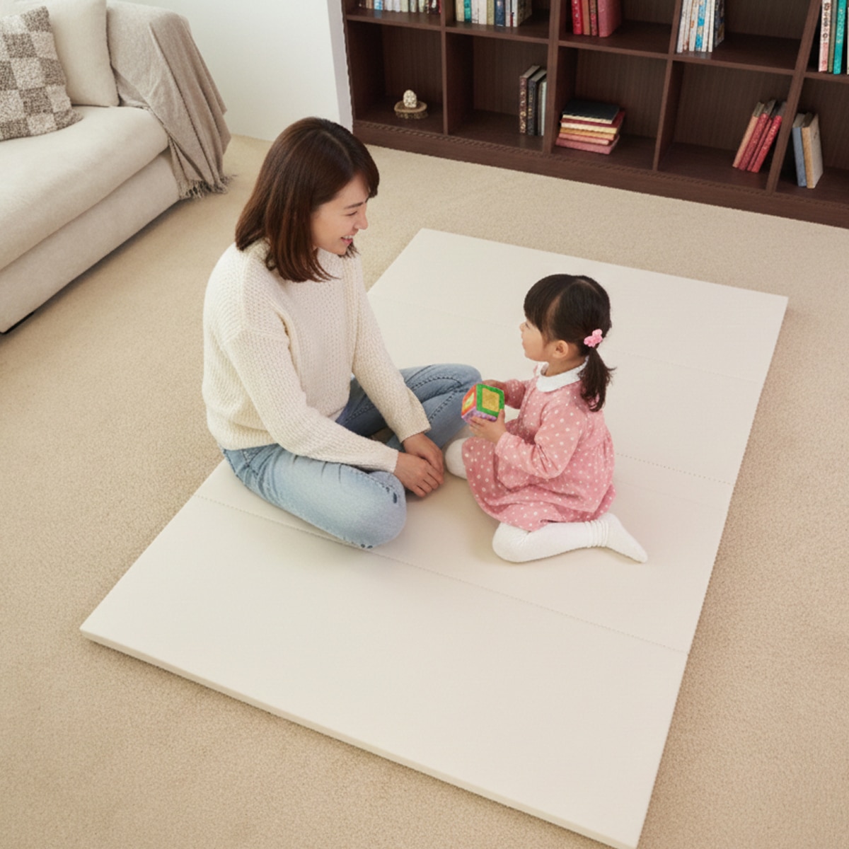 릴팡 제로 갭 폴딩 매트 140 x 250 x 4cm - 크림화이트