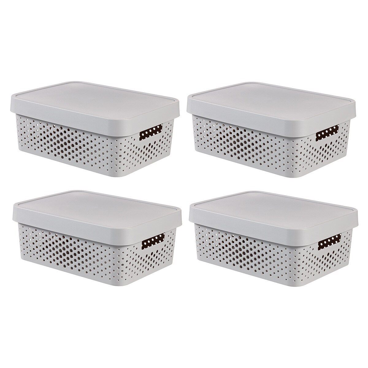 인피니티 수납용 박스 11L 4 Pack, 뚜껑 포함