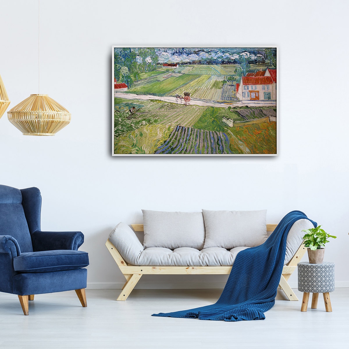 지클레 그림 액자 91x61cm - 고흐, 비온 후의 오베르의 풍경