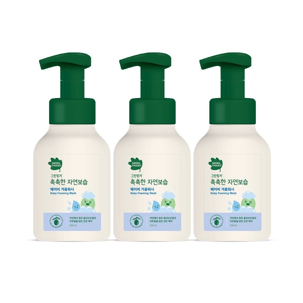 그린핑거 촉촉한 자연보습 베이비 워시 320ml x 3 - 베이비거품워시