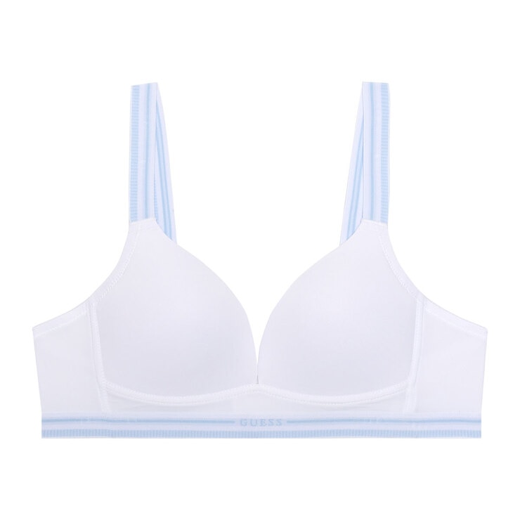 게스 여성 노와이어 로고밴드 브라 2매 - 화이트/네이비, 85A