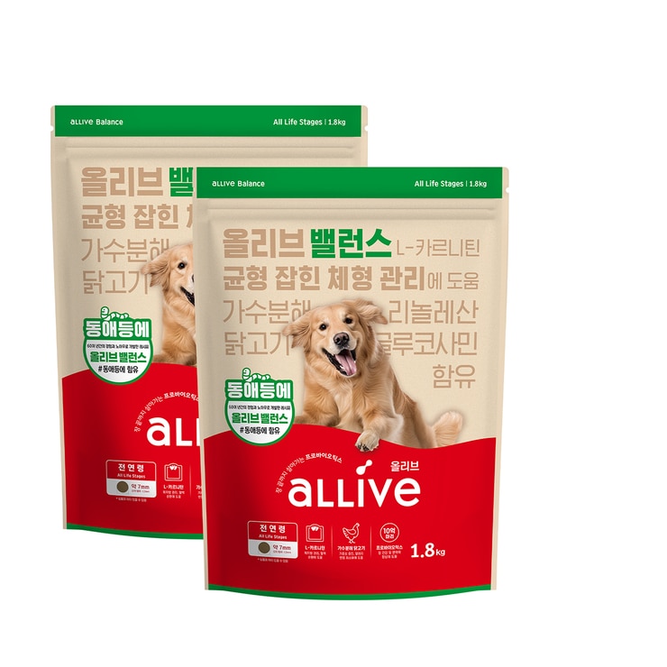 올리브 애견사료 1.8kg x 2 - 밸런스 올리브 애견사료 1.8kg x 2 - 밸런스
