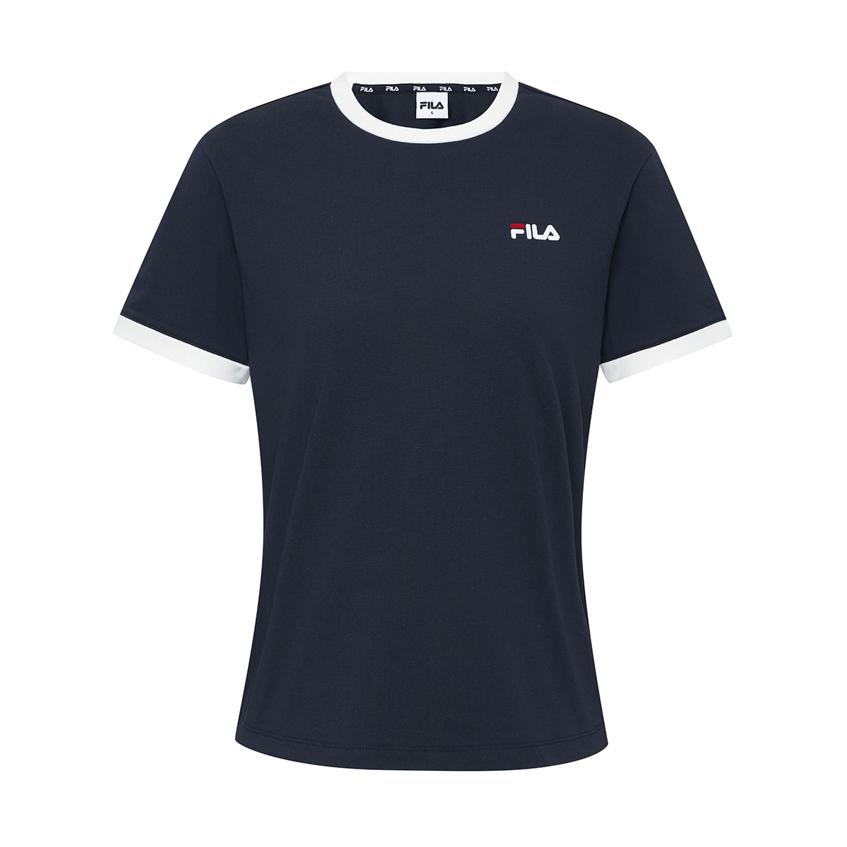 휠라 여성 링거 티셔츠 - 네이비, L