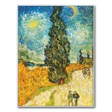 지클레 그림 액자 (80 x 60cm 또는 60 x 80cm) - 고흐, 삼나무와 별이 있는 길