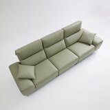 UND NA17 전체 천연 이태리 슈렁큰통가죽 4 인 소파 - 올리브그린