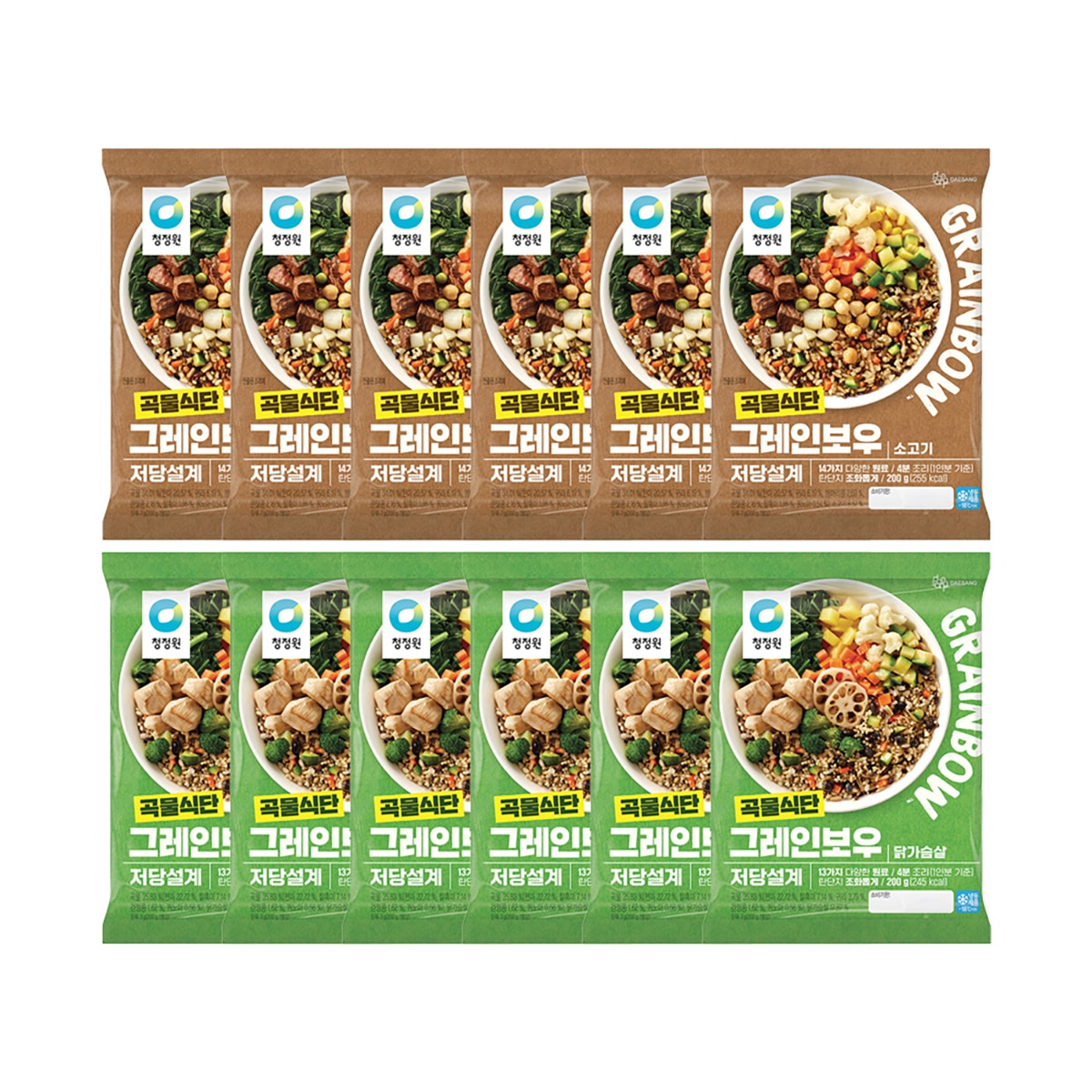 청정원 그레인보우 골라담기 - 소고기 (200g x 6) + 닭가슴살 (200g x 6)