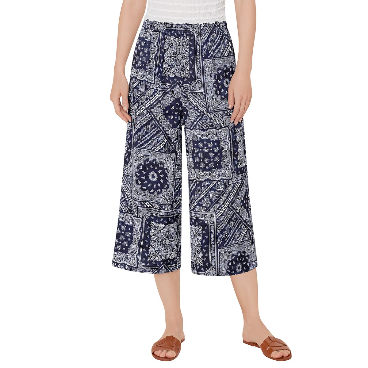 트라이엄프 여성 저지 라운지 바지 2PK - 네이비 (다이아&페이즐리)