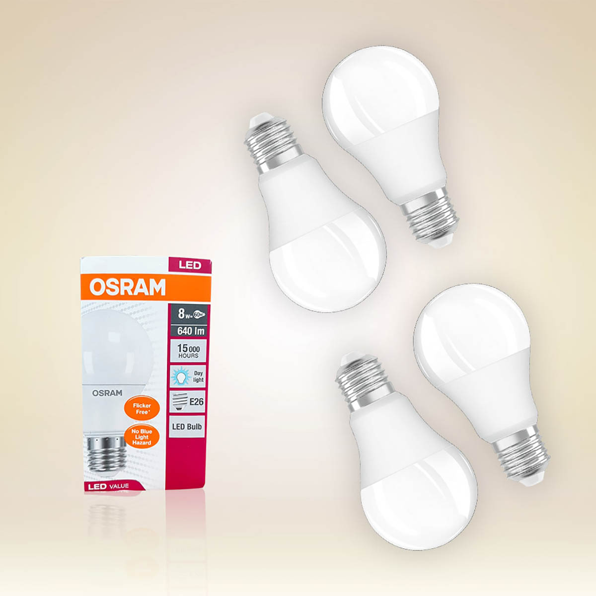 OSRAM LED 전구 8W 4개(주광색, 백색, 전구색)