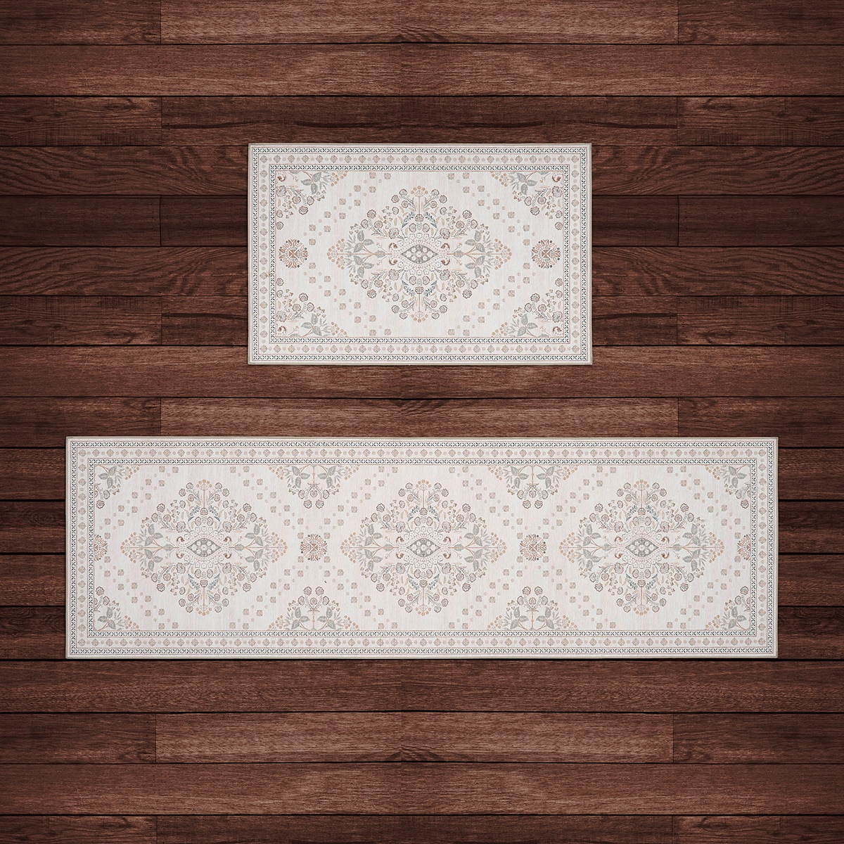 Wyatt&Ash 워셔블 러그 & 러너 세트 - 아이보리