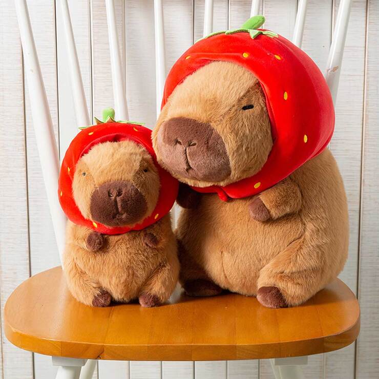 Capybara Plush with Strawberry Hat Set of 2 685878