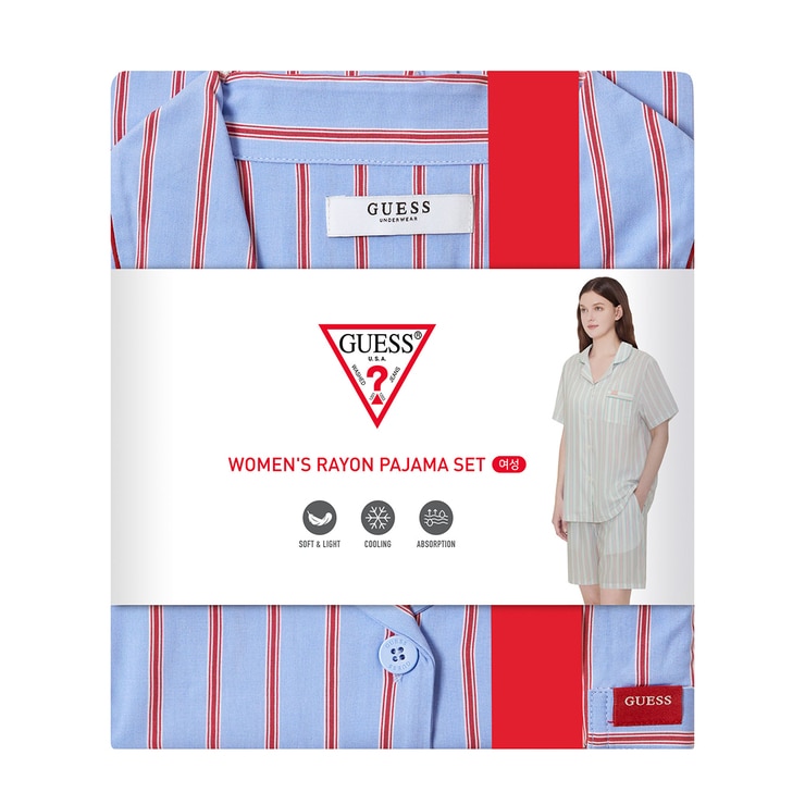 게스 여성 레이온 파자마 세트 - 블루