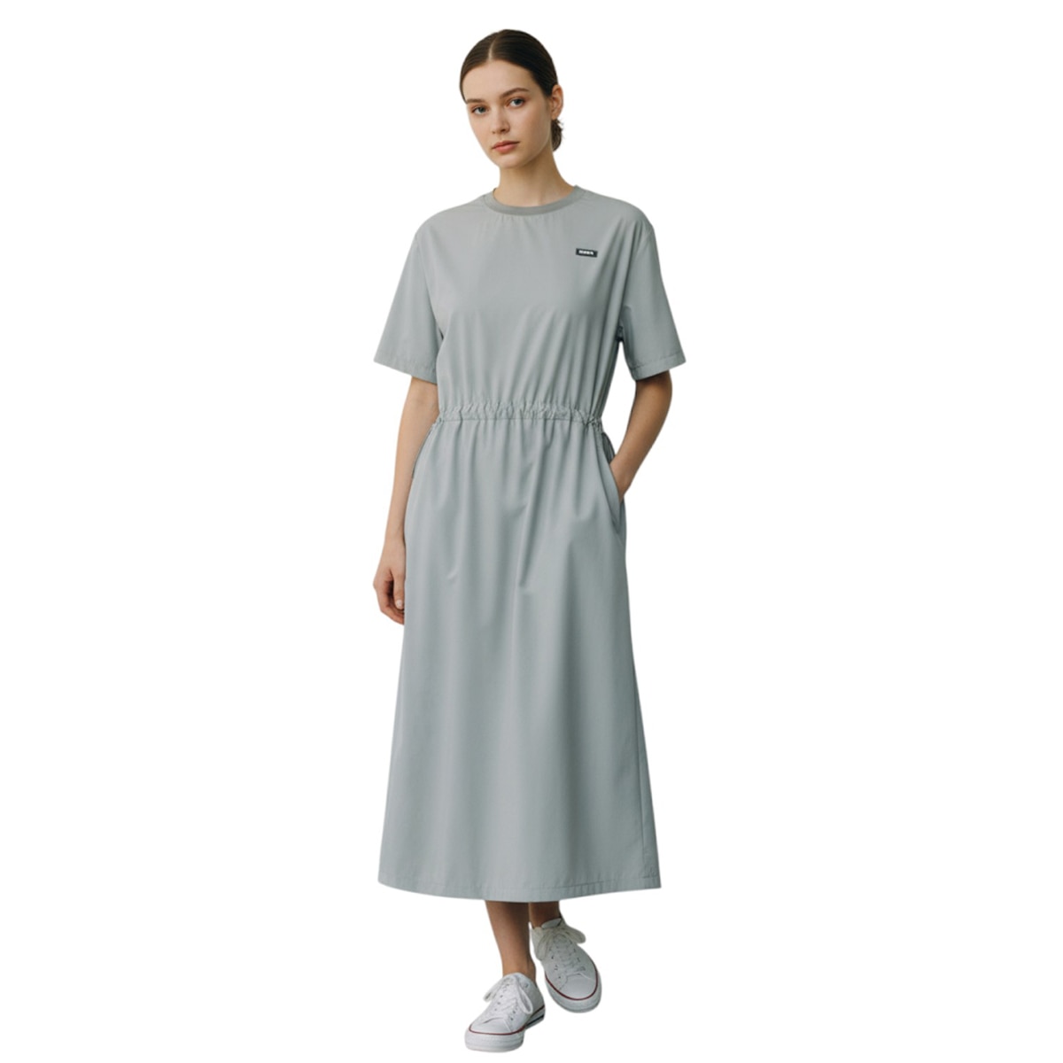 네파 여성 우븐 반소매 원피스