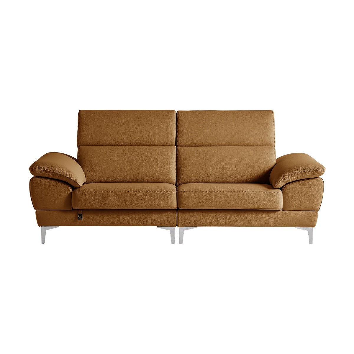 다우닝 마티에 헤드레스트 전체 천연가죽 소파 3인 - 머드브라운