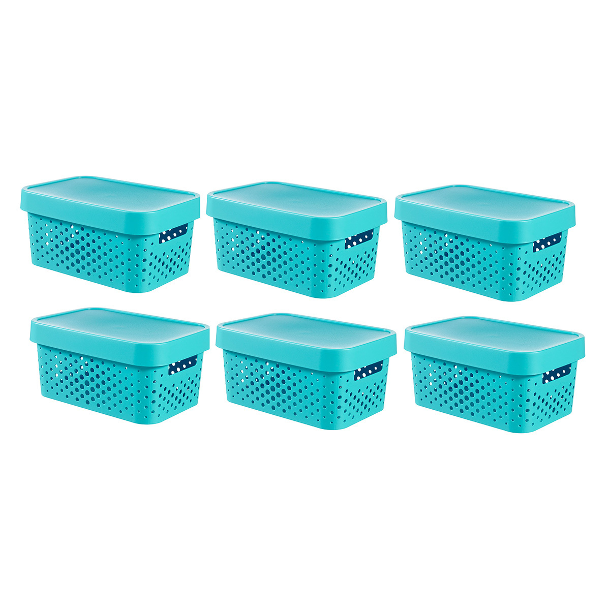 인피니티 수납용 박스 4.5L 6 Pack, 뚜껑 포함 - 블루