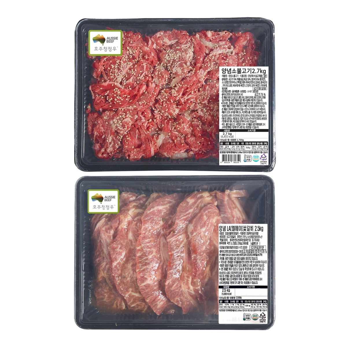 호주산 양념 LA 꽃갈비 , 소불고기 콤보팩