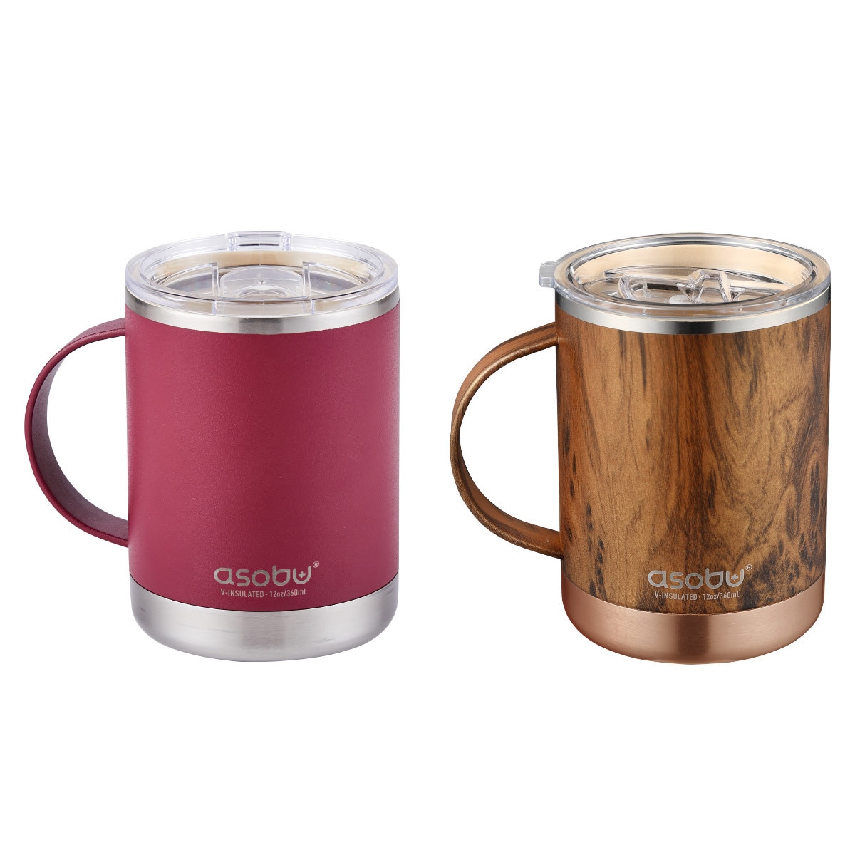 아소부 얼티미트 머그 360ML 2P - 버건디&우드