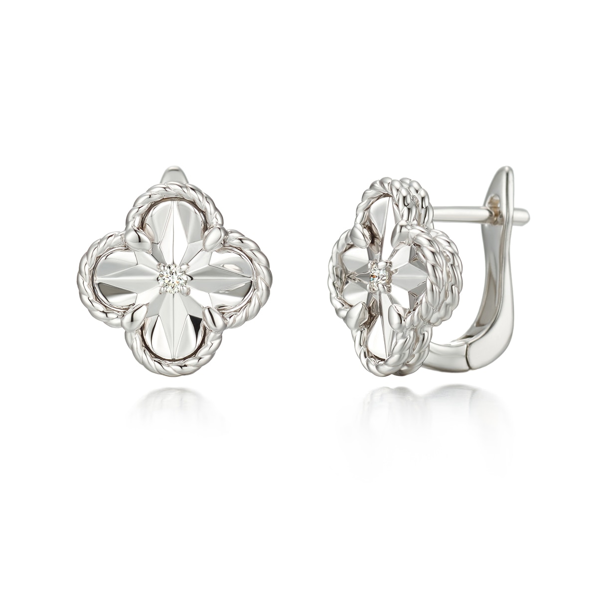 론드 에클레어 다이아몬드 귀걸이 - 화이트골드