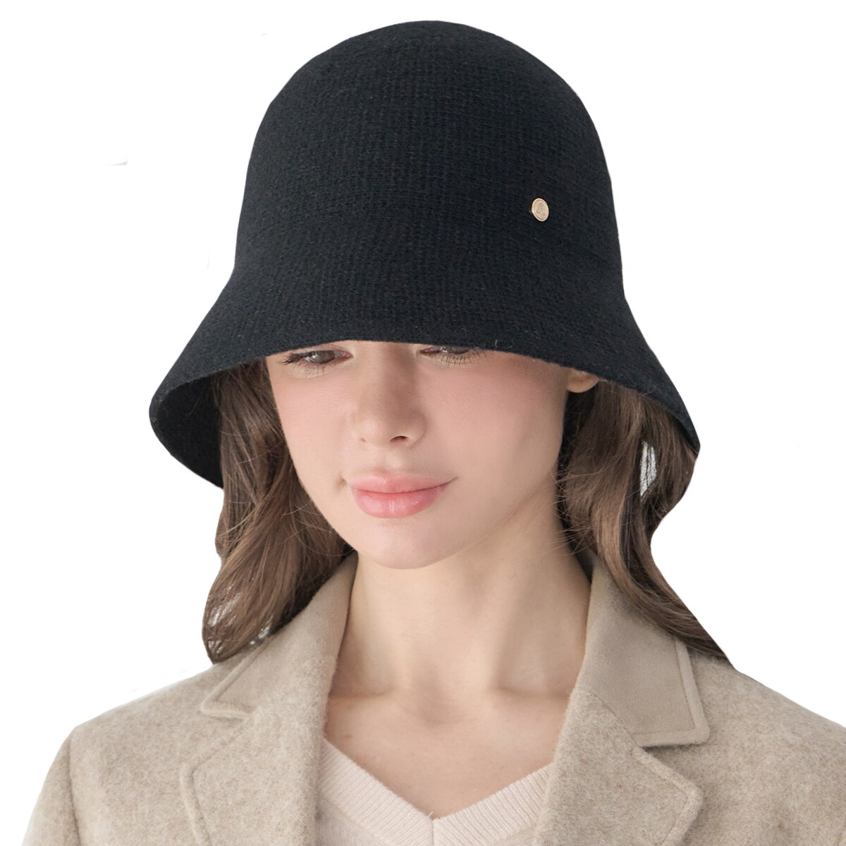 안드레아 바나 여성 울모자 - 블랙