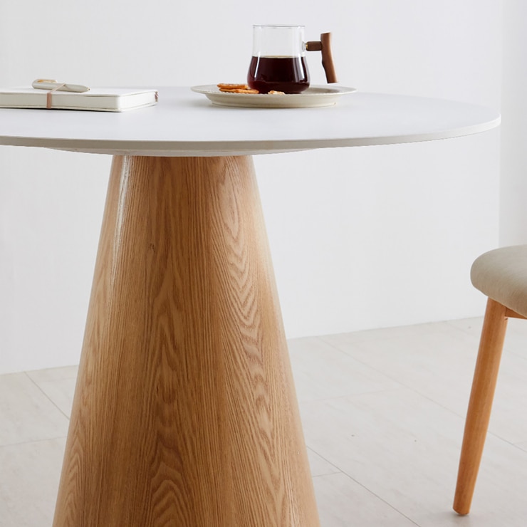 코아 원형 세라믹 식탁 세트 - 내추럴