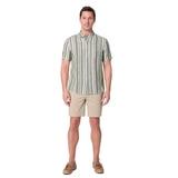 Tailor Vintage 남성 반소매 린넨 셔츠 - 그린 스트라이프