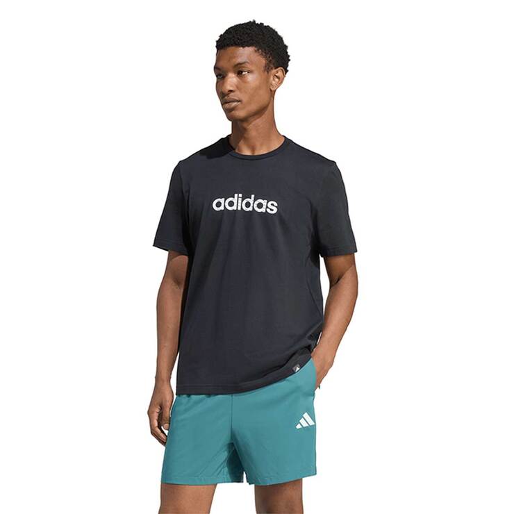 아디다스 남성 반소매 로고 티셔츠 - 블랙, XXL