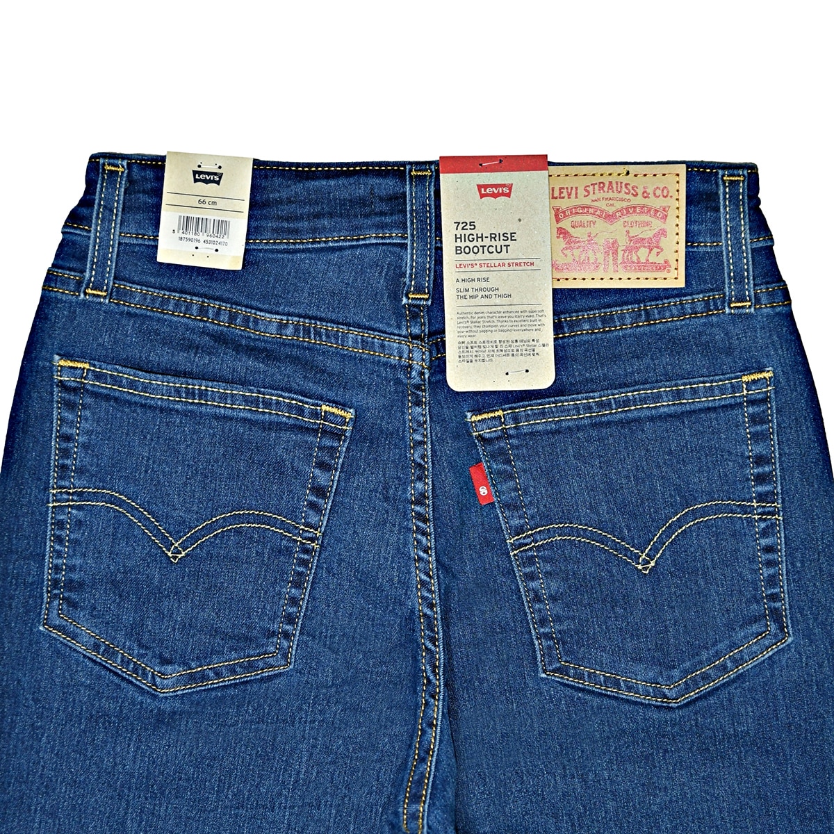 리바이스 여성 725 하이라이즈 부즈컷 청바지 - 다크 인디고