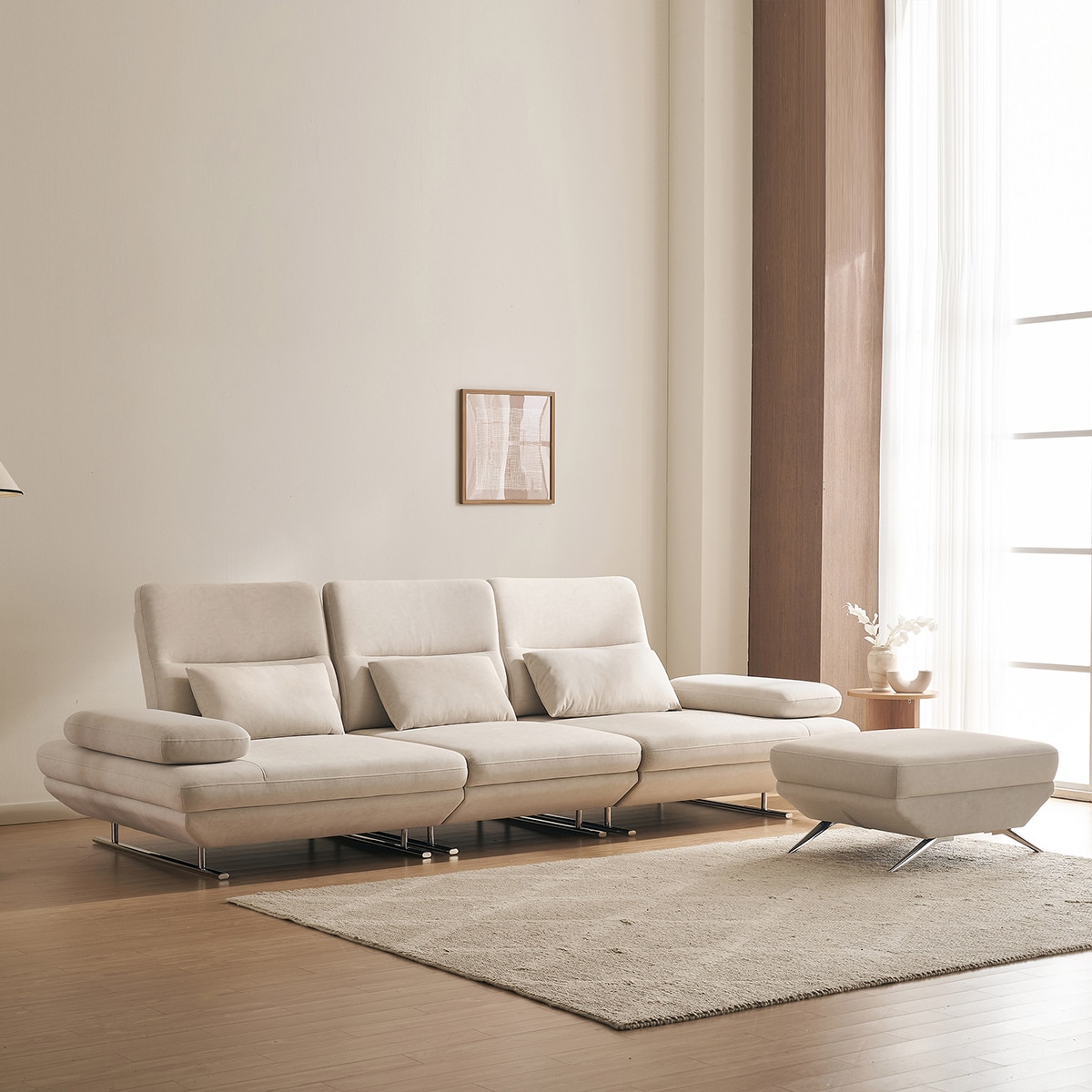 라클라우드 그랑블 스윙 기능성패브릭 4인소파+스툴