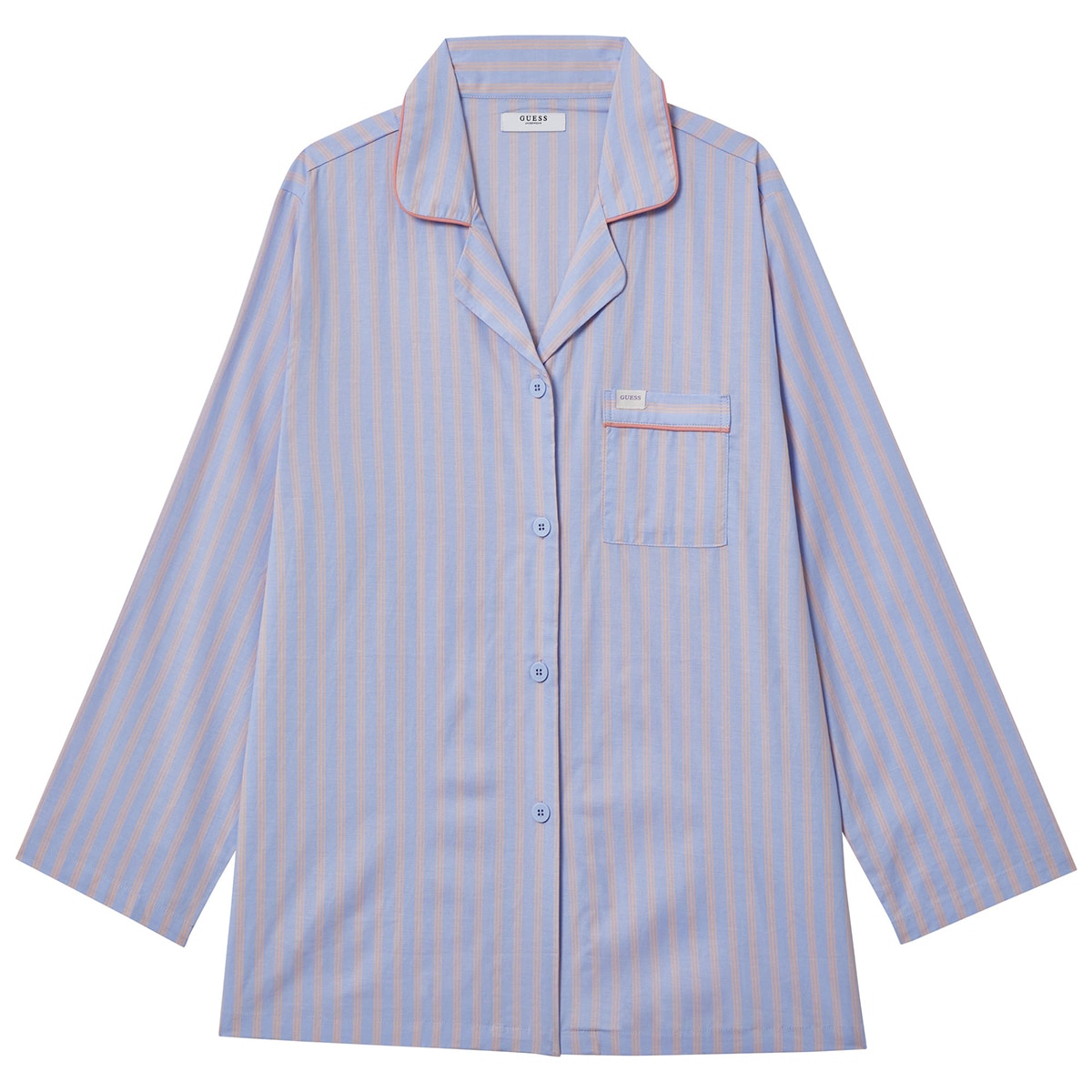 게스 여성 코튼 파자마 세트 - 블루 스트라이프, L