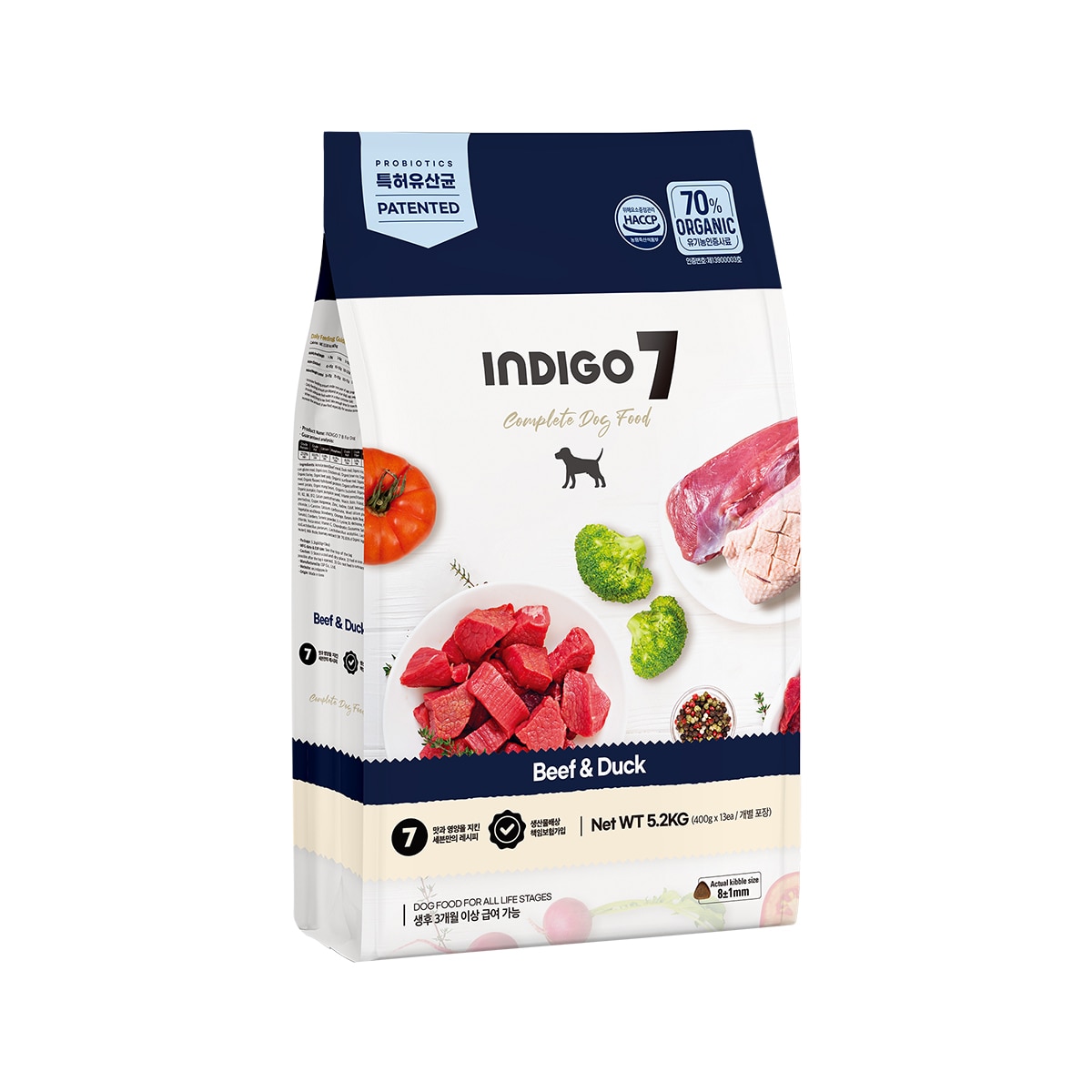 인디고 세븐 반려견 사료 5.2kg - 소고기 & 오리(B)