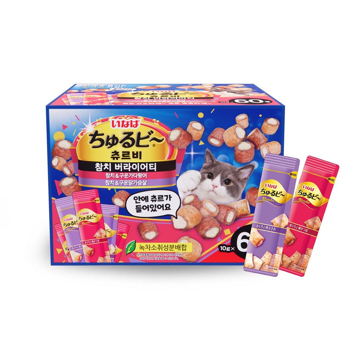 이나바 츄르비 버라이어티 고양이 간식 10g x 60봉 이나바 츄르비 버라이어티 고양이 간식 10g x 60봉